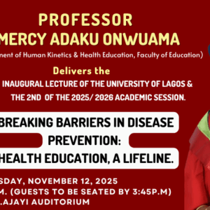 Prof. Onwuama to Deliver UNILAG’s 448th Inaugural Lecture, Nov. 12